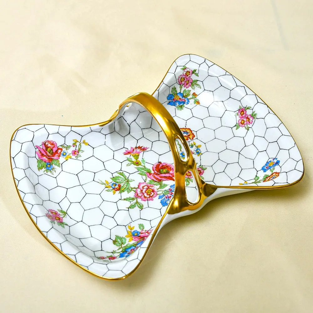 Винтажная Сервировочная Корзинка - Менажница «Букет» Фарфор Limoges Лимож Франция.