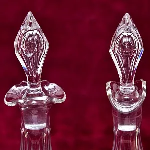 Винтажный Набор для Специй и Соусов на деревянной подставке, Хрусталь Франция 50 -е годы.