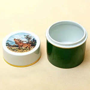 Винтажная Фарфоровая Баночка - Шкатулка «Олень» из серии «Охота». Furstenberg, Германия.