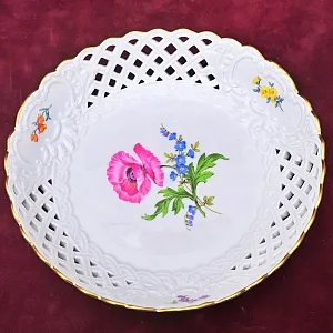Сервировочная Тарелка - Блюдо - Сухарница «МАК», Фарфор MEISSEN Германия.