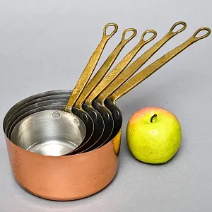 Винтажный Набор - 5-ть Медных Ковшиков - Сотейников разных размеров, Франция - 70 -е годы ХХ века.