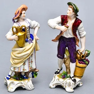 Парные Фарфоровые статуэтки «Молодое вино. Садовник и Садовница», RUDOLF KAMMER Германия - 50гг.