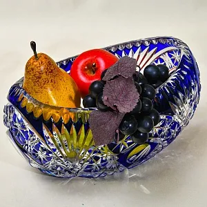 Большая Винтажная Ваза - Конфетница «Ладья» Цветной Хрусталь, JOSKA BODENMAIS Германия -60 гг.