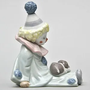 Фарфоровая статуэтка «Маленький клоун со щенком» Lladro, Испания - 1985 год.