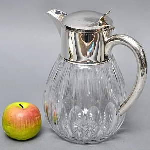 Винтажный Хрустальный  Графин - Кувшин на 3 литра с Колбой для льда, Silverplated Германия. 