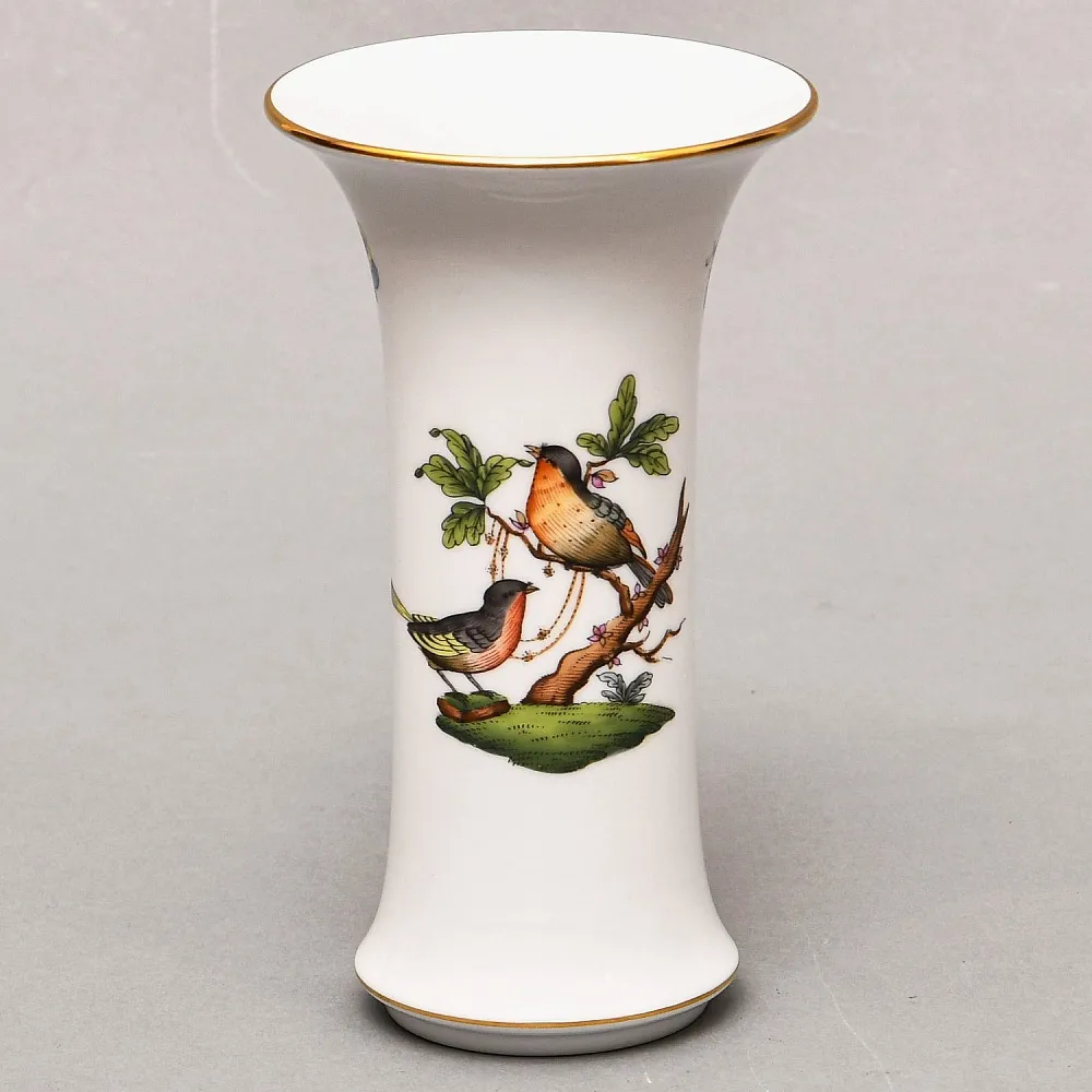 Небольшая Коллекционная Ваза для цветов «ROTHSHILD BIRDS», Фарфор Herend Венгрия.