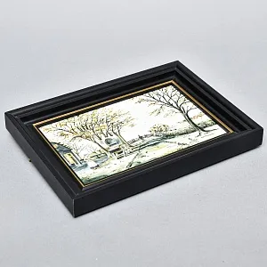 Фарфоровый Пласт - Картина - Панно «Сельский пейзаж. Пастбище», Royal Delft Голландия 50 гг. 