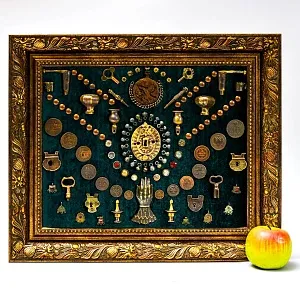 Настенное Коллекционное Панно - Картина «Старинная Мелочёвка». Россия конец XIX  начало ХХ века.