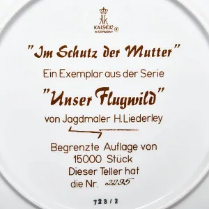 Коллекционная Фарфоровая Тарелка - Блюдо «Дикая Природа. Утиная семья», KAISER Германия. 