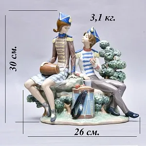 Редкость! Коллекционная Фарфоровая статуэтка «Маркитантка и Барабанщик», Lladro Испания.