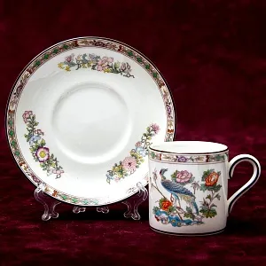 Винтажная Коллекционная Фарфоровая Кофейная пара «Павлин в саду», WEDGWOOD, Англия -80е гг.