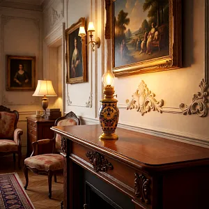 Антикварная Керосиновая Фарфоровая Лампа с Механизмом Hersteller Berlin, Германия 1920 -1925 год.