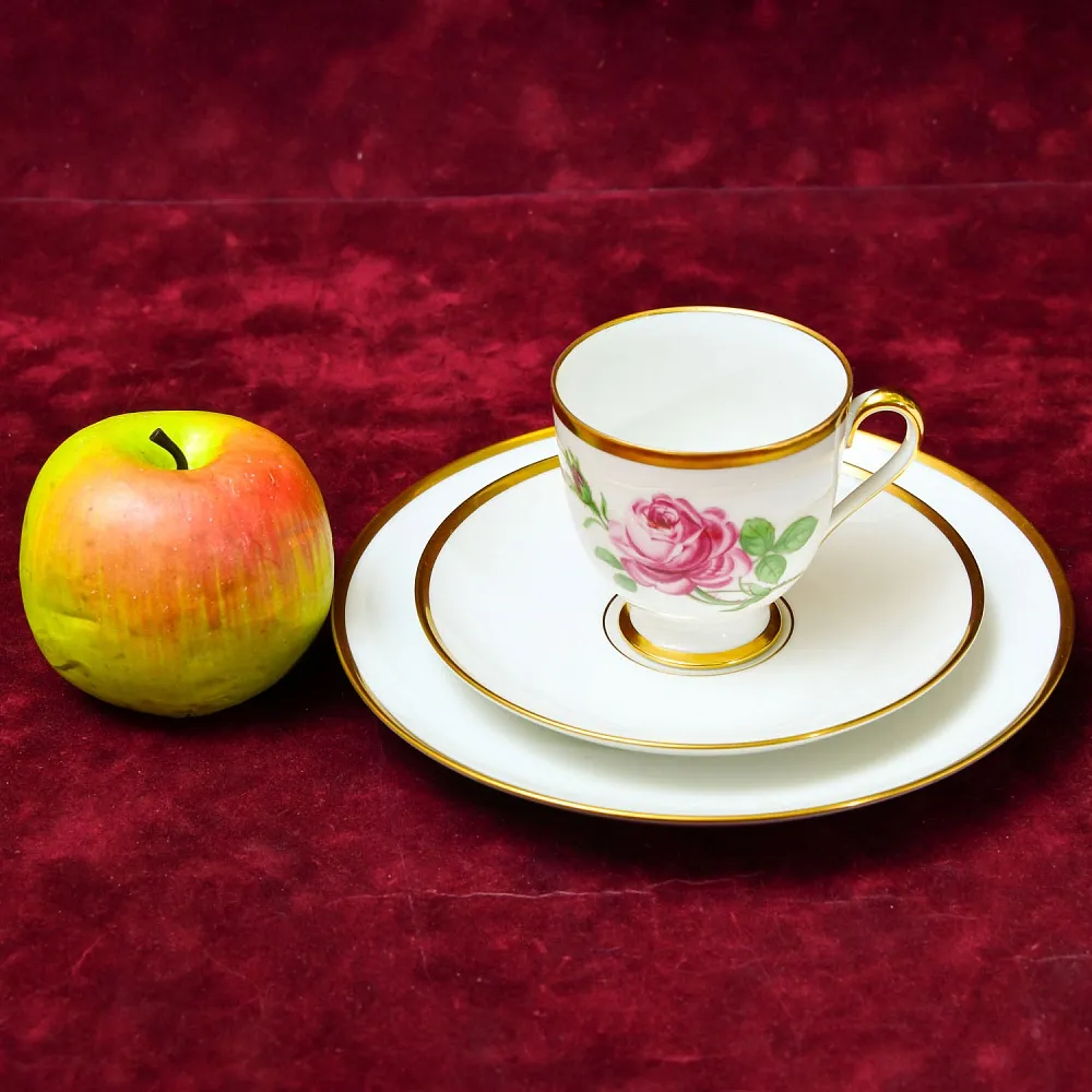 Коллекционная Чайная тройка «РОЗА», фарфор FURSTENBERG Германия, середина ХХ века.