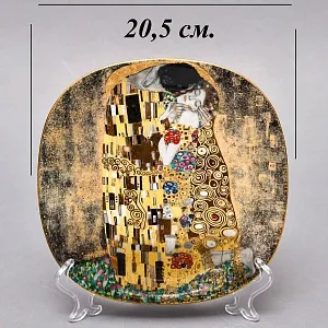 Коллекционная Тарелка «Шедевры Густава Климта. ПОЦЕЛУЙ», Фарфор Lilien Porzellan Австрия, 1990 год. 