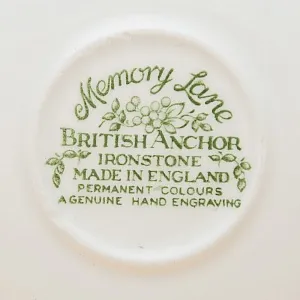 Чайная пара+Тарелка (Тройка) «Memory Lane (Green)» Фарфор BRITISH ANCHOR, Англия - 60 гг.