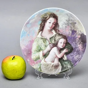Коллекционная Фарфоровая тарелка «Мишель и Сильви. День матери», Henri d'Arceau Limoges Франция. 