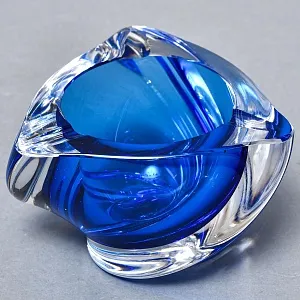 Винтажная Пепельница - Мелочевница «Голубой Сапфир» Хрусталь VAL SAINT LAMBERT Бельгия.