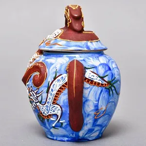 Чайный Сервиз на 6 персон «Небесные Драконы», Фарфор SATSUMA Япония, середина ХХ века.