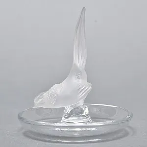 Хрустальная Подставка «ФАЗАН» для колец и украшений в стиле Арт Нуво, Laligue Франция.