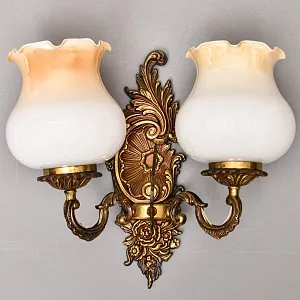 Пара Винтажных Электрических Настенных Двух рожковых Светильников - Бра, бронза СССР 70 -е гг. 