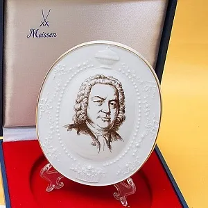 Фарфоровое Панно - Плакетка «Иоганн Себастьян Бах», MEISSEN Германия - 1978 год.