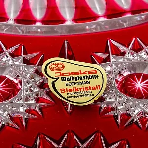 Блюдо - Фруктовница Розово-Красного Хрусталя JOSKA BODENMAIS Германия D-29,5 см., конец 60-х гг.