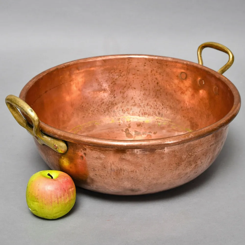 Винтажный Медный Таз для варки варенья на 13-ть литров, Франция - первая половина ХХ века.