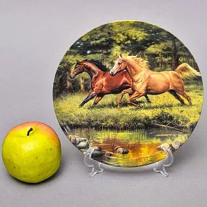 Коллекционная Фарфоровая тарелка «Лошади. Скачки у реки», Furstenberg Германия - 1996 год.