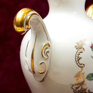 Коллекционная Фарфоровая Ваза с ручками «Цветы - Летний Букет», Германия середина ХХ века.