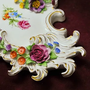 Парные Настенные Электрические Бра - Канделябры, Фарфор PLAUE Von Schierholz Германия.