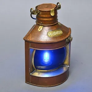 Старинный Медный Керосиновый «Сигнальный Корабельный Фонарь», Англия начало ХХ века.