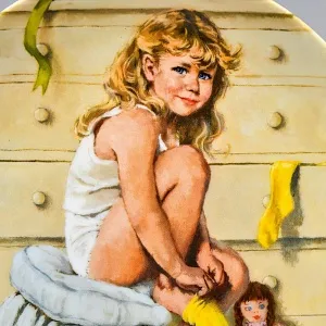 Коллекционная Фарфоровая Тарелка «День девочки Бекки. Одевание», RECO США - 1985 год. 