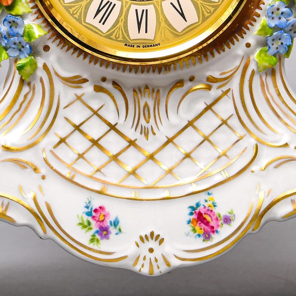 Каминные Кварцевые Часы в стиле Рококо «Цветочные Гирлянды», Германия 80-е годы ХХ века.