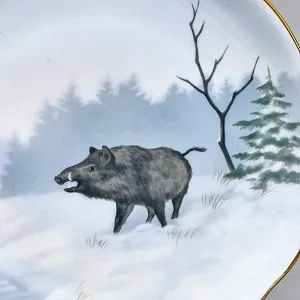 Столовый Фарфоровый сервиз «Охота» на 12 персон, Kaestner Saxonia Германия, первая половина ХХ века.