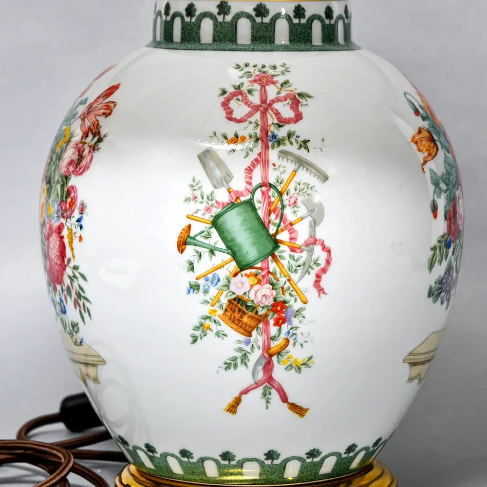 Настольная Электрическая Лампа - Светильник «Цветущий Сад» Фарфор Kaiser, Германия 80 -е годы ХХ века. 