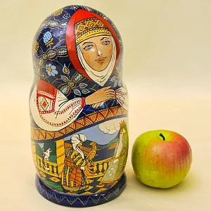 Русский Сувенир Матрёшка - Авторская роспись - «Сказка о Золотом Петушке», Дерево - Россия -1995 год. 