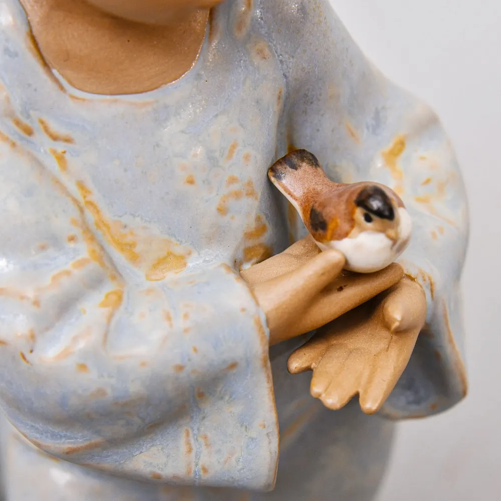 Коллекционная Фарфоровая статуэтка «Ангел с птицей» серия Грес, Lladro Испания.