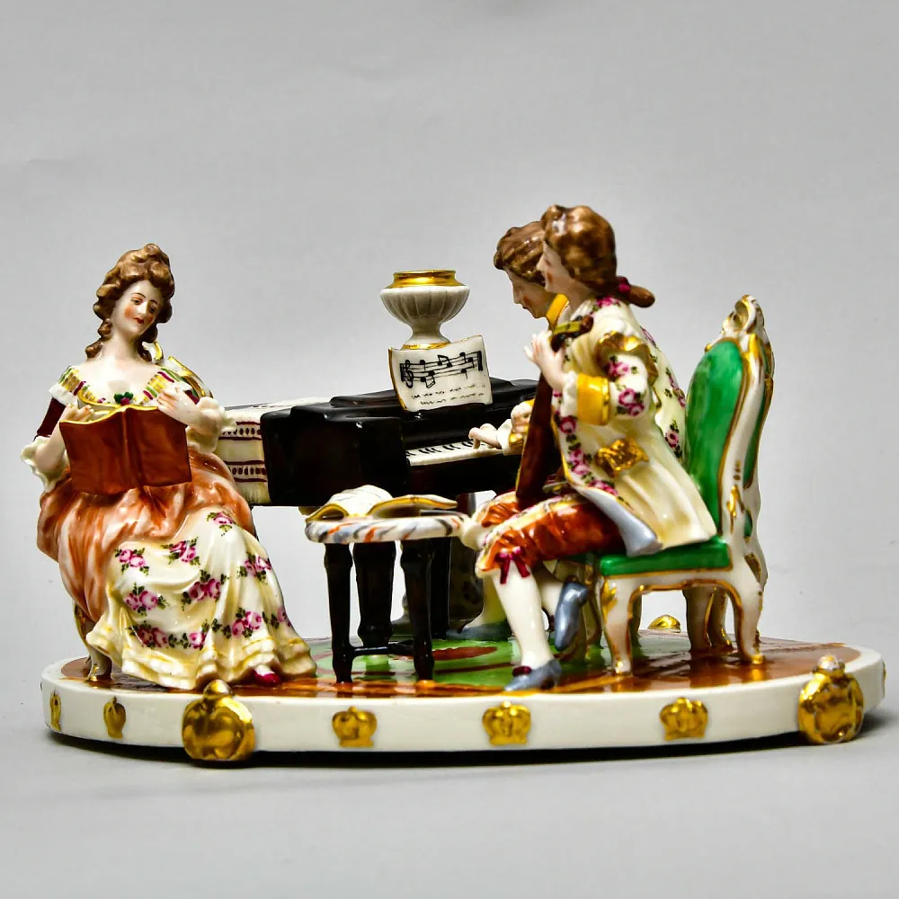 Антикварная Фарфоровая Статуэтка - Подсвечник "Музыкальное Трио", Ernst Bohne Sohne Германия.
