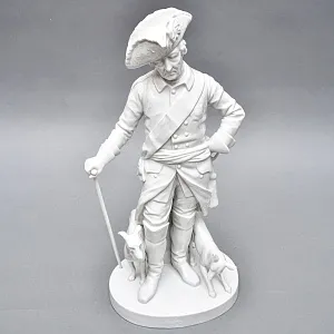 Антикварная Фарфоровая статуэтка «Старый Фриц. Король Пруссии Фридрих II с собаками»,  Volkstedt Германия.