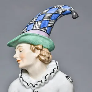 Антикварная Фарфоровая статуэтка Арт Деко «ШУТ», Karl Ens Германия, первая половина ХХ века. 