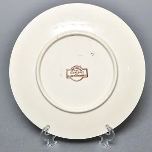 Антикварная Коллекционная тарелка «Охота на дикого кабана», Фаянс Sarreguemines Франция, конец XIX века. 