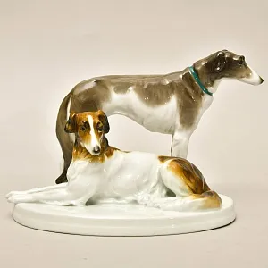 Фарфоровая Статуэтка Пара Собак «Русские Псовые Борзые»,Карл Энс / Karl Ens, Германия -1932 год.