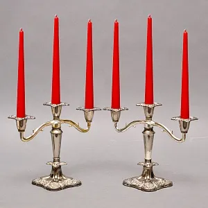 Парные Канделябры - Подсвечники на три свечи Silverplate, SHEFFIELD Англия середина ХХ века.