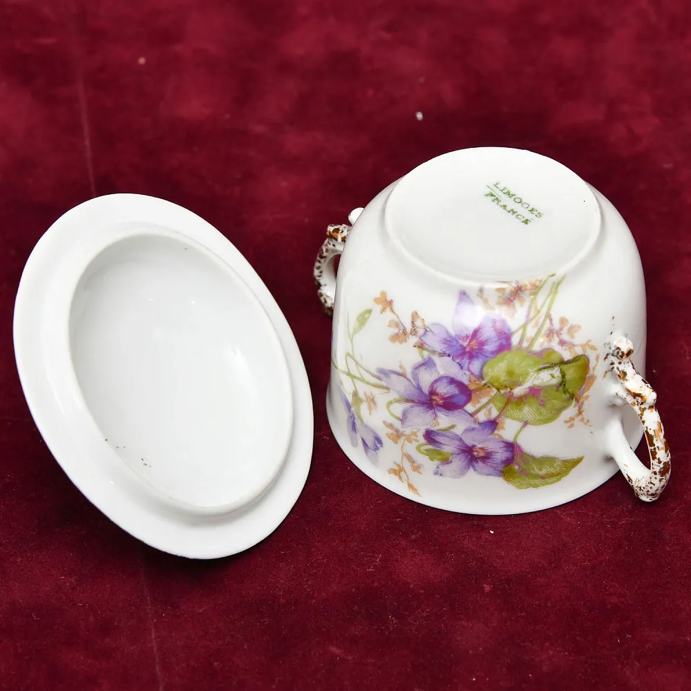 Антикварный Порционный Набор Соусников на Подносе, Фарфор Limoges Франция, начало ХХ века.