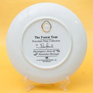 Коллекционная Тарелка «Лесной Год, НОЯБРЬ. Куропатки» Фарфор, Англия -1983 год.
