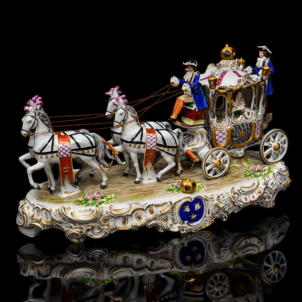 Редкость! Большая Фарфоровая статуэтка «КАРЕТА», SITZENDORF Германия, середина ХХ века.