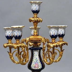 Редкость! Большой Фарфоровый Канделябр - Подсвечник на 6-ть свечей, Giulia Mangani Италия, середина ХХ века. 