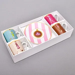 Набор из 4-х Кофейных пар «За покупками - Shopping», Limoges Medard de Noblat Франция, конец ХХ века.