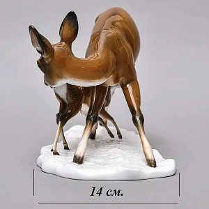 Редкая! Большая Фарфоровая статуэтка «Олениха с олененком», ROSENTHAL Германия, 70 гг.  