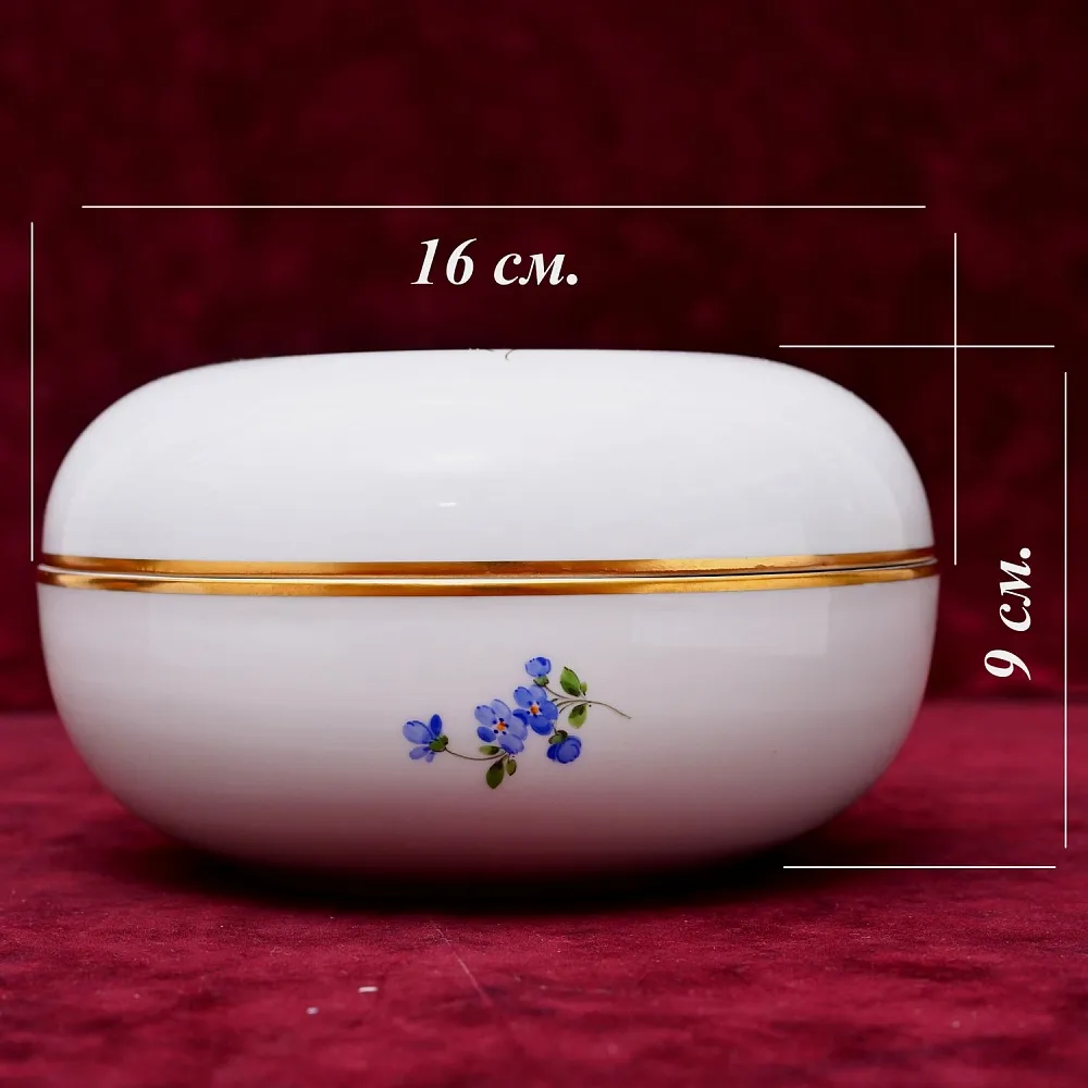 Большая Фарфоровая Шкатулка - Бонбоньерка «ЦВЕТЫ», MEISSEN / МЕЙСЕН Германия.